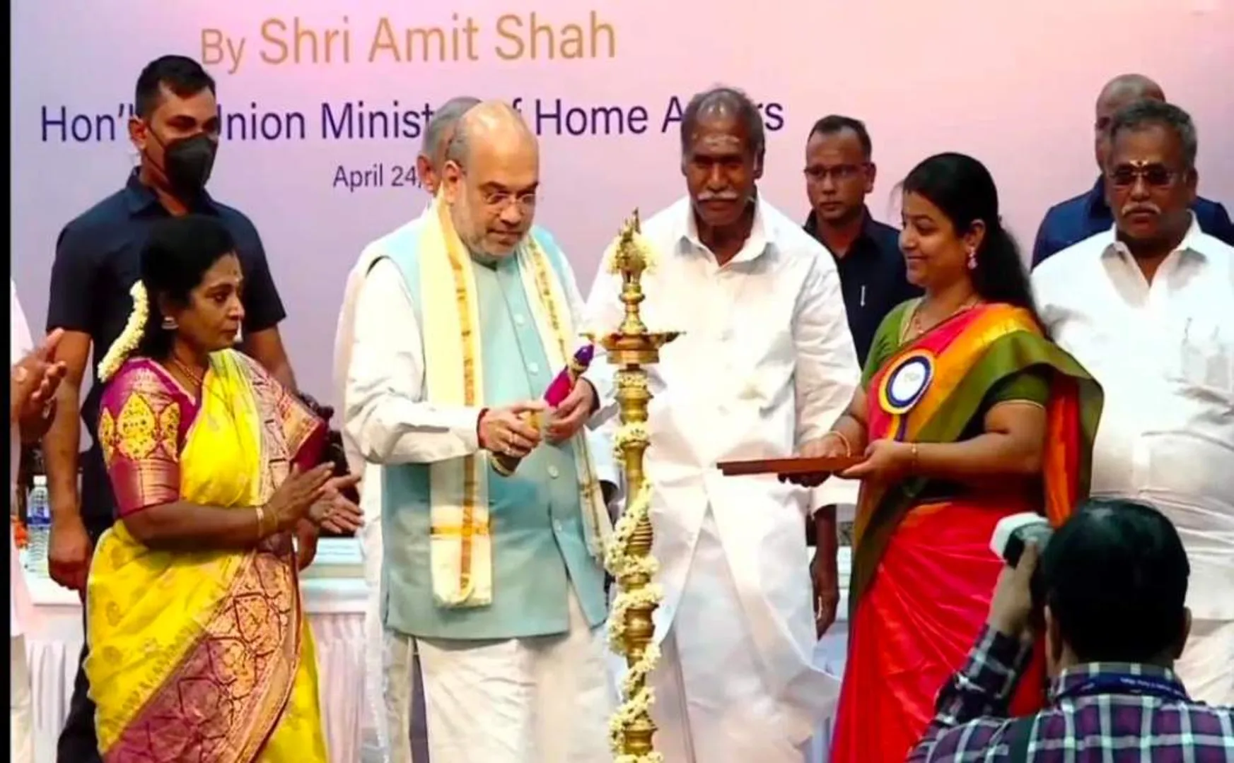 Union Home Minister Amit Shah meditates at Aravind Ashram